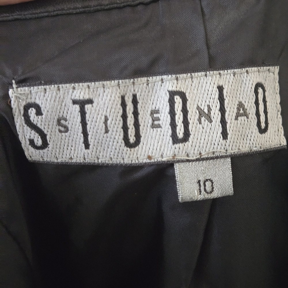 Vintage 80s Siena Studio 100% Leather Straight Tapered Leg High Waist Pants 10 - Picture 6 of 9